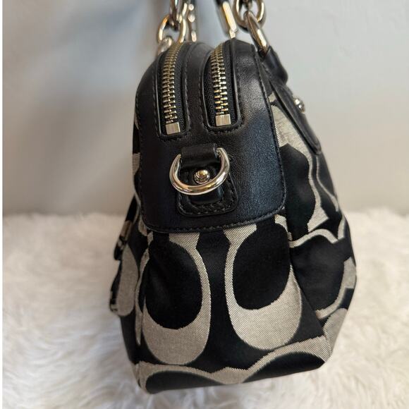 COACH Black Gray Kristin Signature Satchel Shoulder Bag - Picture 6 of 10